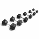 York Barbell Rubber Coated 5-50 lbs Hex Dumbbells