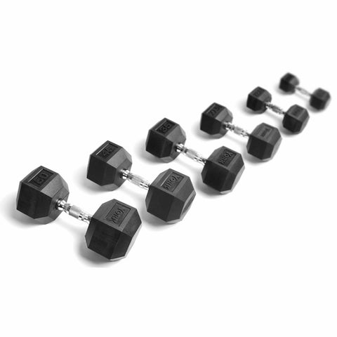 York Barbell Rubber Coated 105-125 lbs Hex Dumbbells