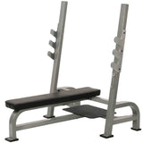 York Barbell Olympic Flat Bench with Gun Racks - Silver - Strength Fitness Outlet