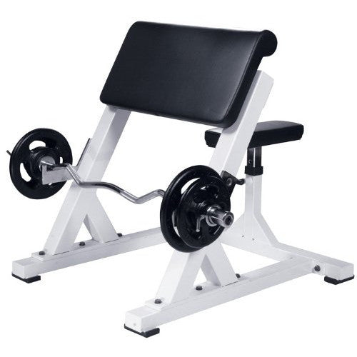 York Barbell Preacher Curl - White - Strength Fitness Outlet