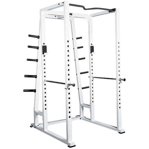 York Barbell Power Rack With Weight Storage - White