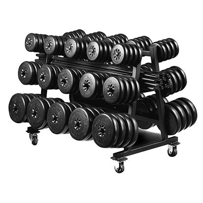 York Barbell (20) 40 lbs Aerobic Weight Set with Mobile Rack